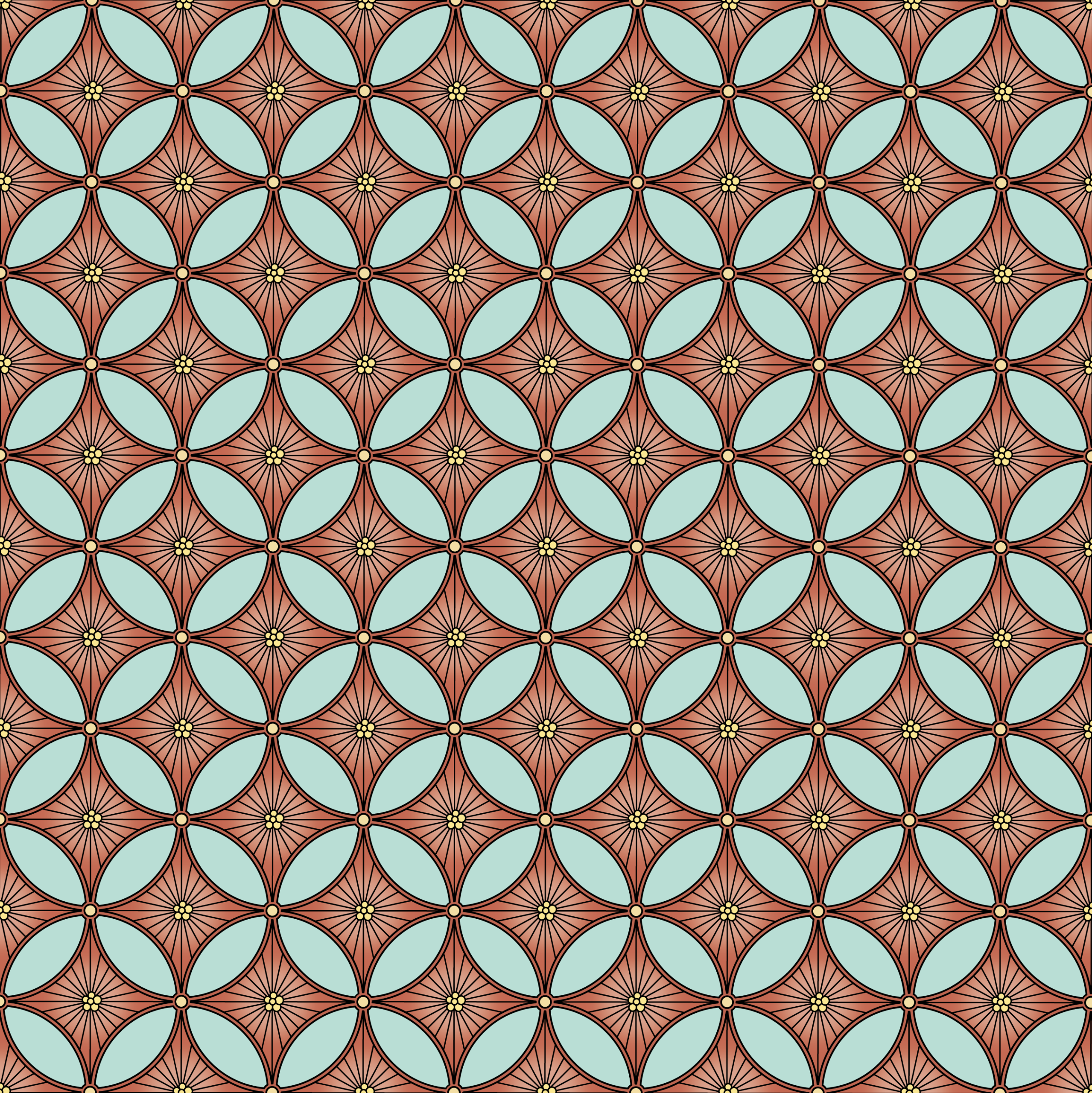 Overlapping Petal Geometry in Brick Red and Pale Green — Suitman Pattern 82