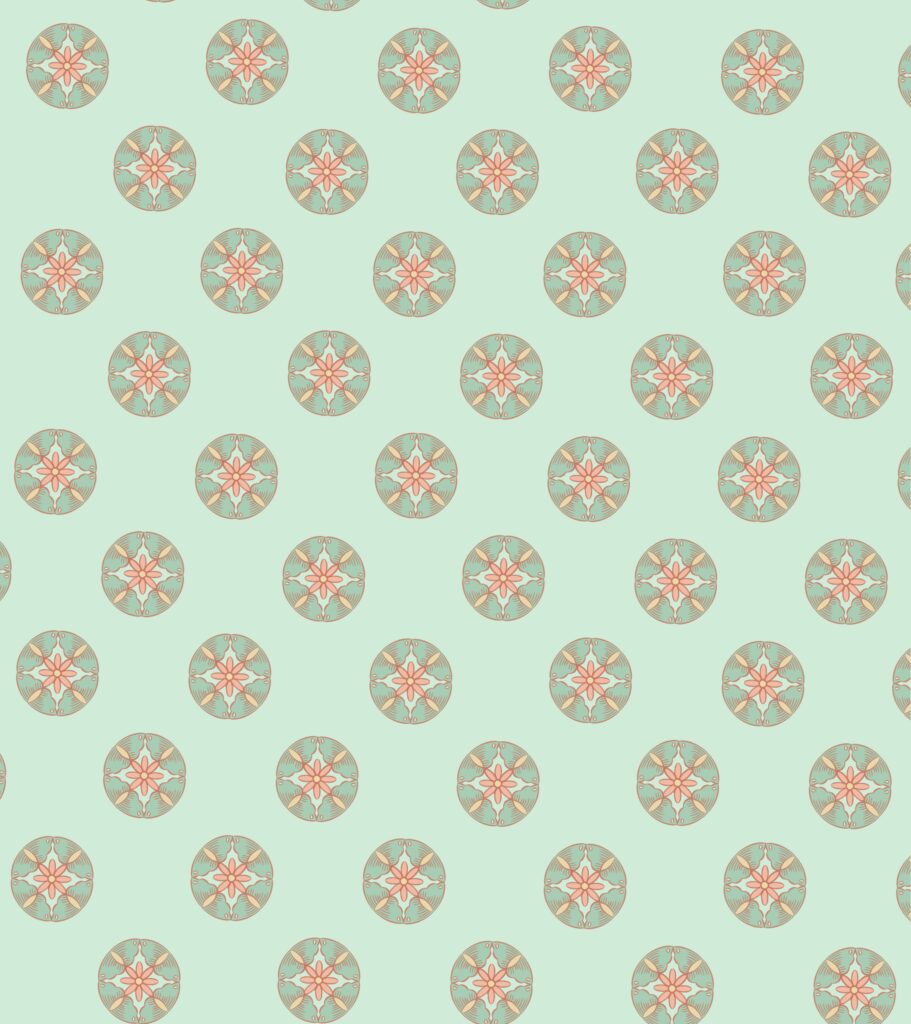Petal-and-Star Flowers in Pale Green and Soft Pink — Suitman Pattern 56