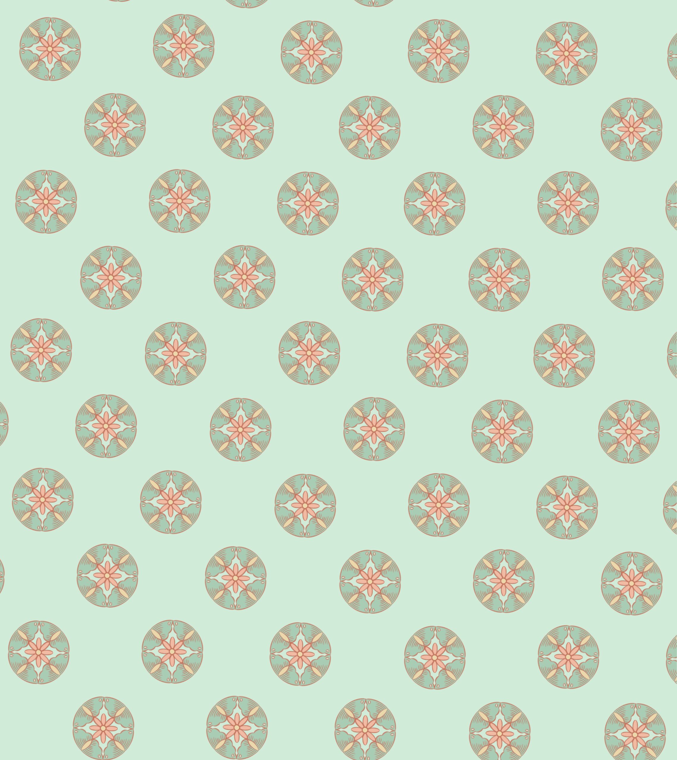 Petal-and-Star Flowers in Pale Green and Soft Pink — Suitman Pattern 56