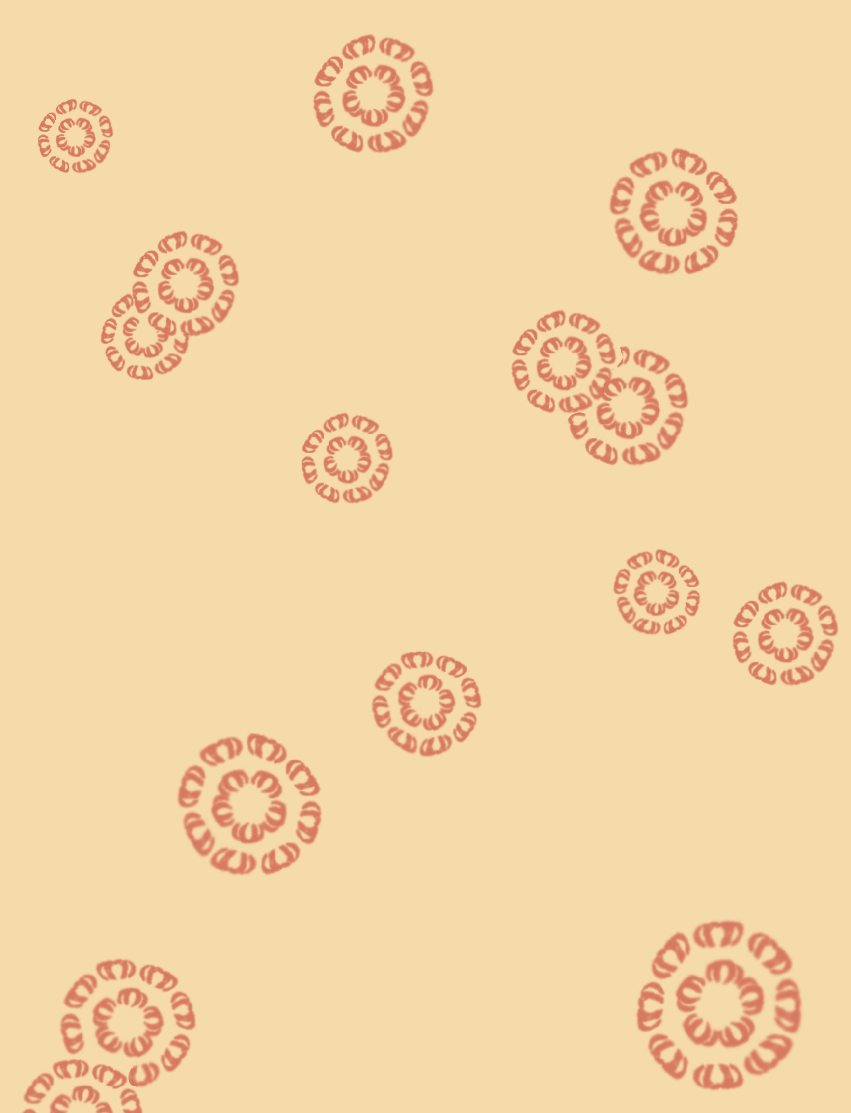 Vermilion Floral Rings on Cream — Suitman Pattern 13