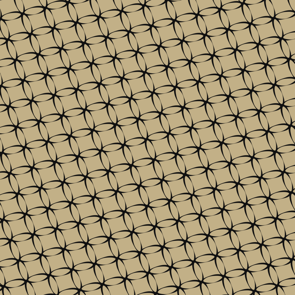 Curved Interlocking Lattice in Cream and Black — Suitman Pattern 85