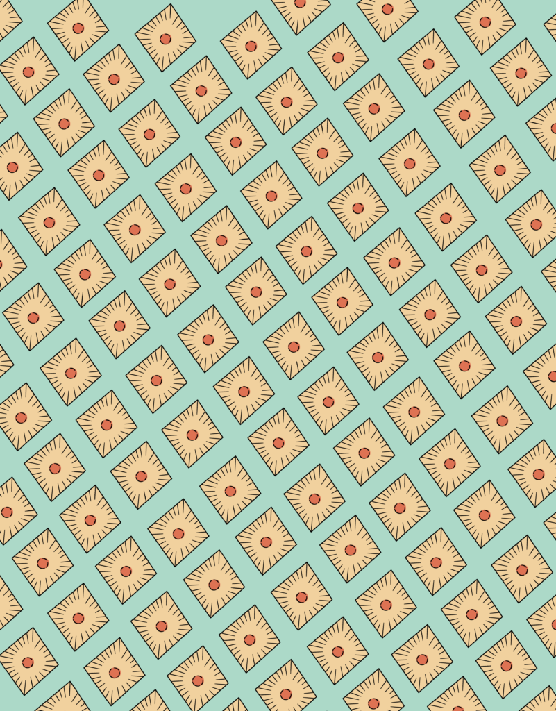 Cream Square Centers and Red Dots on Pale Teal — Suitman Pattern 231
