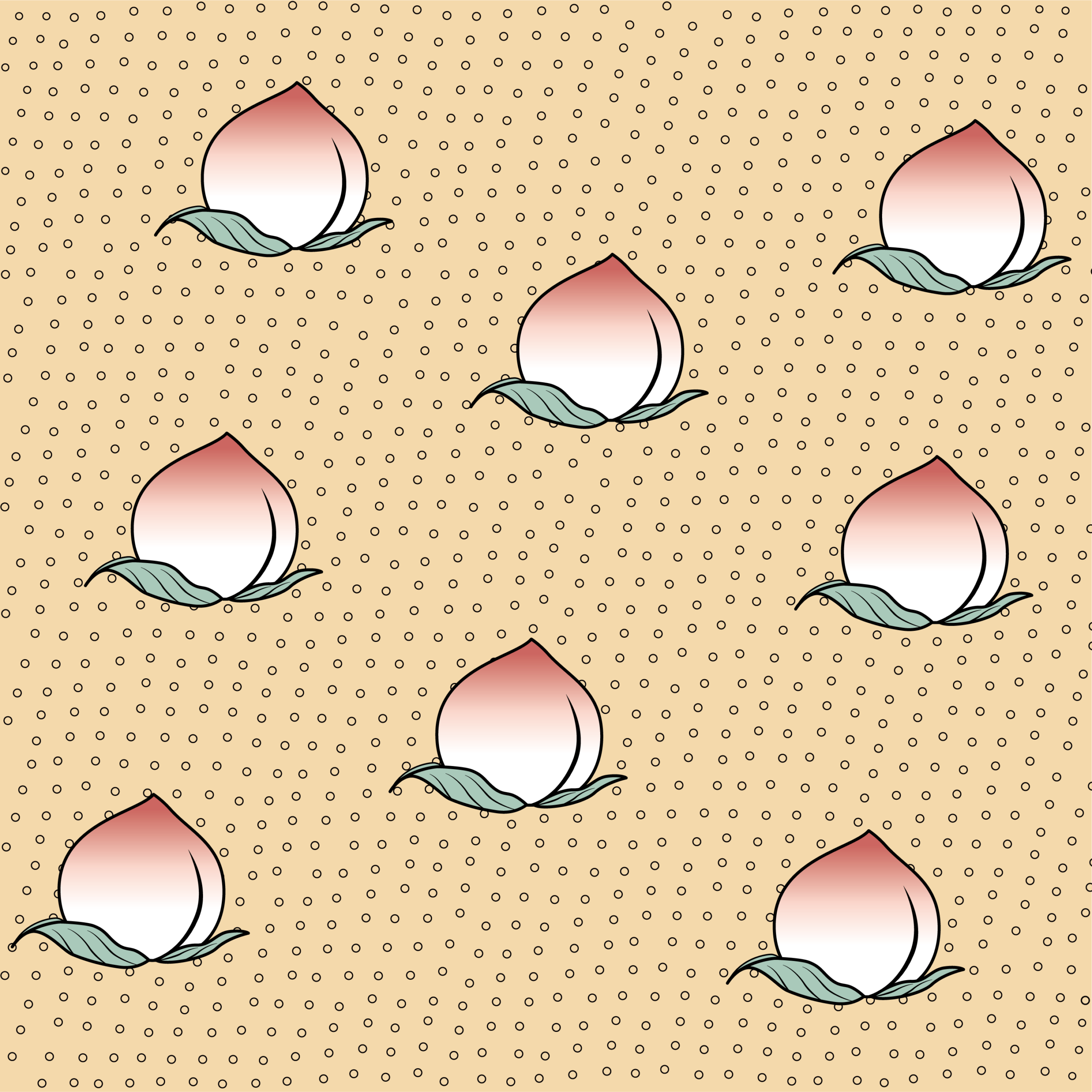 Longevity Peaches and Dots on Pale Yellow — Suitman Pattern 125