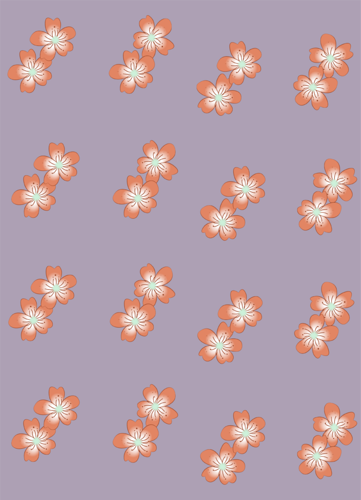 Paired Orange-Red Flowers on Pale Lilac — Suitman Pattern 200