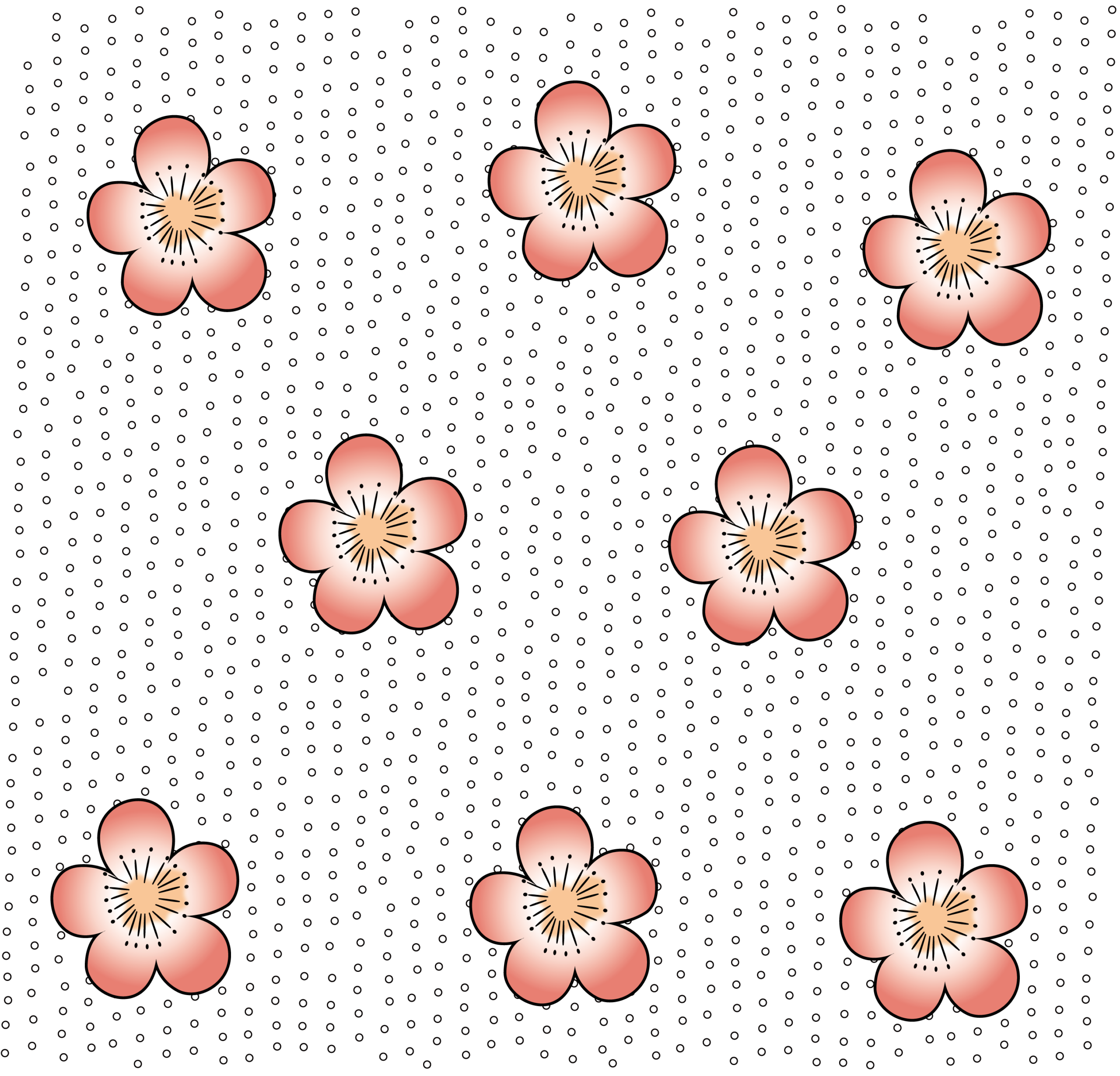 Pink Flower Clusters on a White Dotted Ground — Suitman Pattern 202