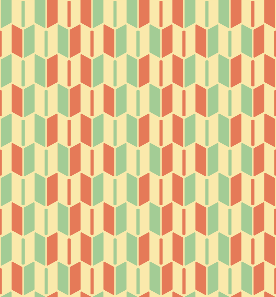 Arrow-Feather Motifs in Orange-Red and Pale Green on Cream — Suitman Pattern 237