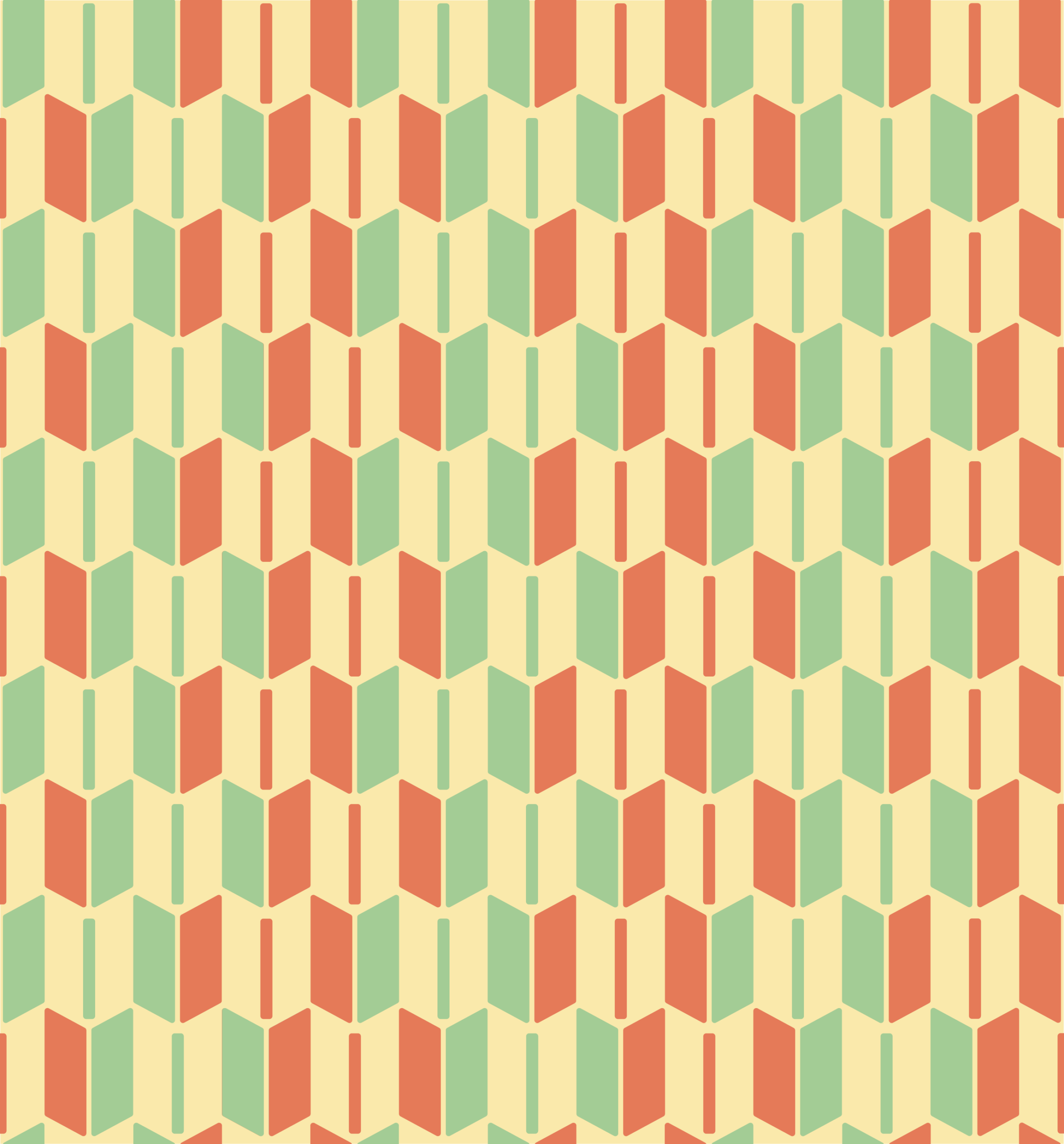 Arrow-Feather Motifs in Orange-Red and Pale Green on Cream — Suitman Pattern 237