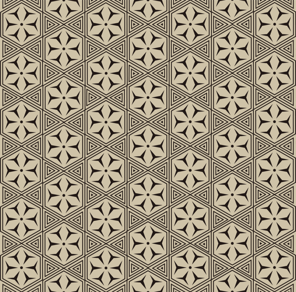 Six-Pointed Stars and Geometric Meanders on Taupe — Suitman Pattern 144