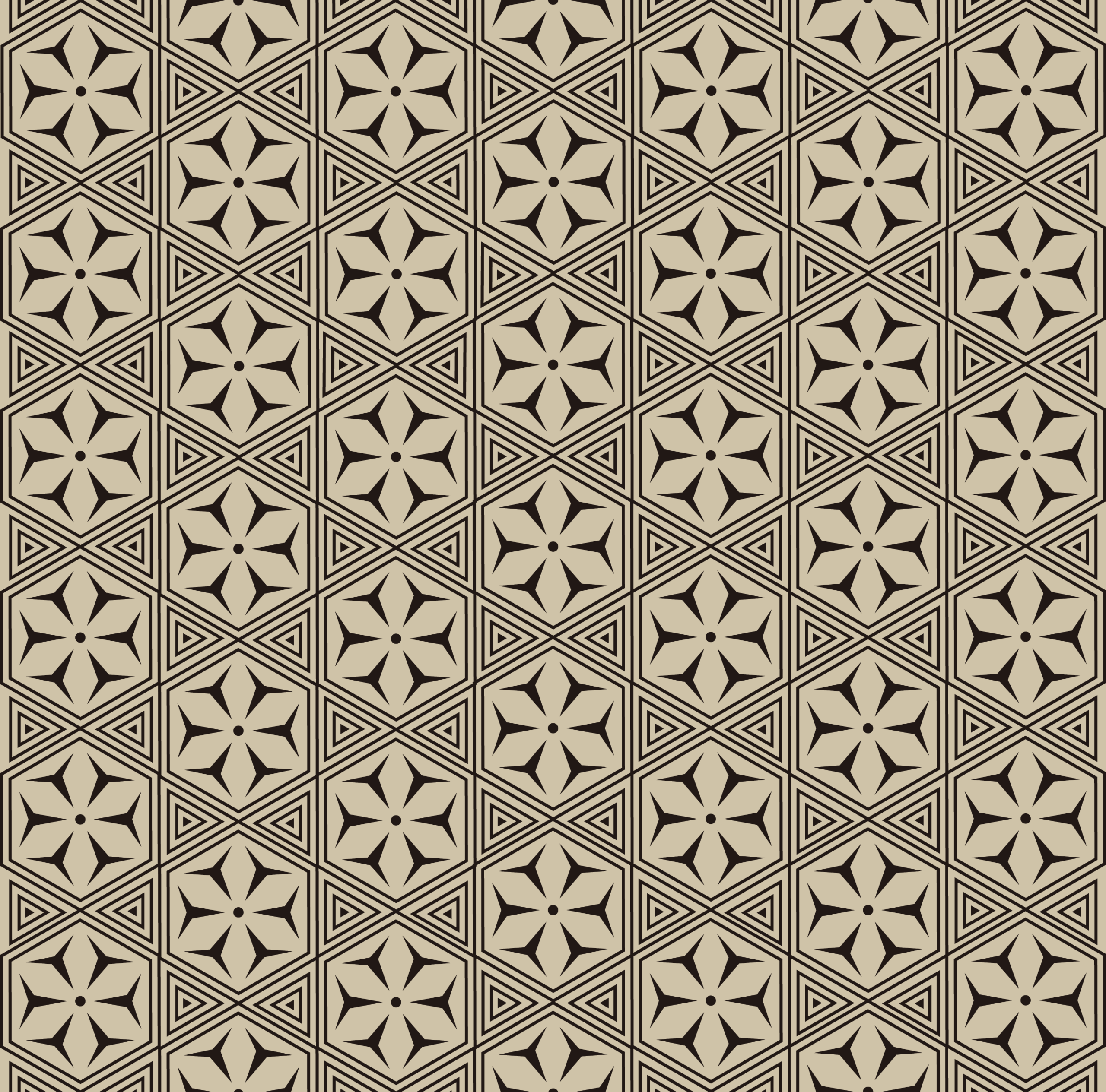 Six-Pointed Stars and Geometric Meanders on Taupe — Suitman Pattern 144