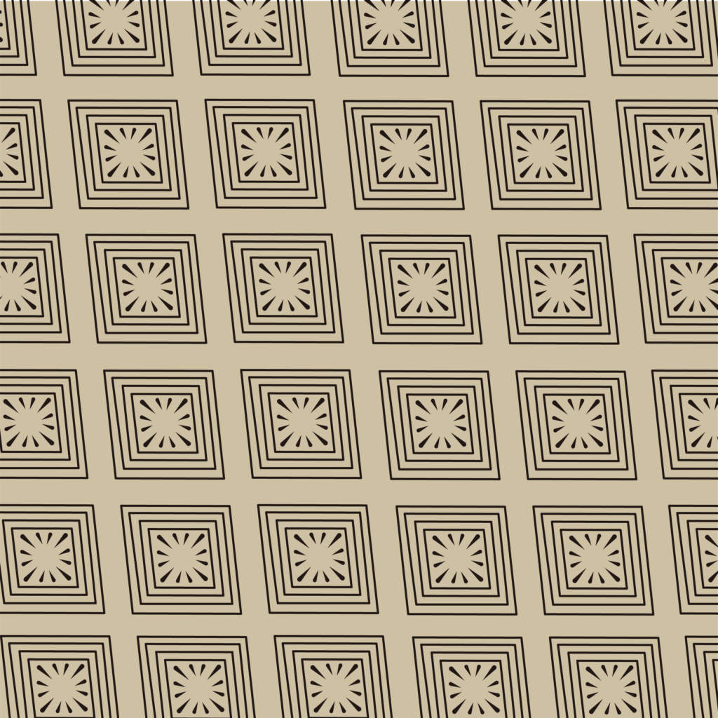Radiating Geometric Squares on Taupe — Suitman Pattern 134