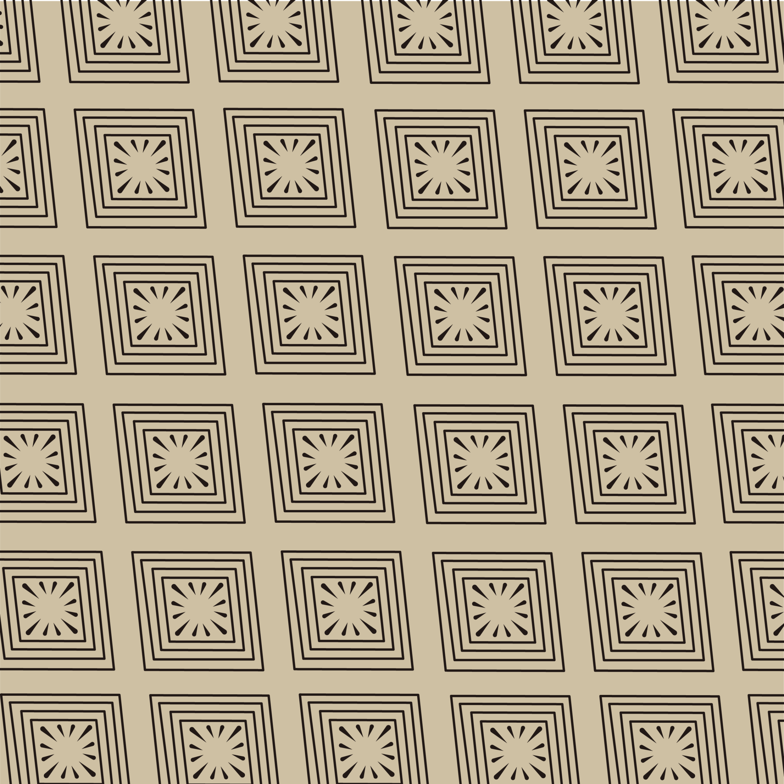 Radiating Geometric Squares on Taupe — Suitman Pattern 134