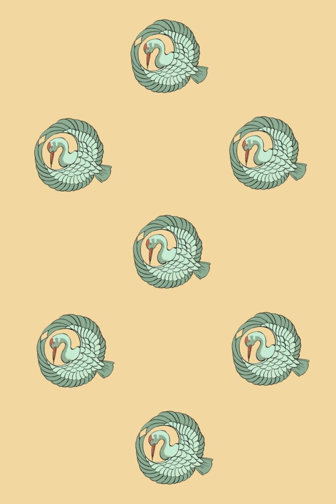 Crane Roundels on Cream — Suitman Pattern 189
