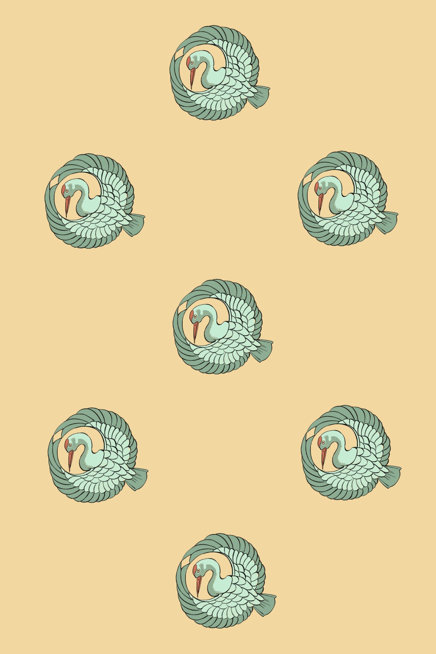 Crane Roundels on Cream — Suitman Pattern 189