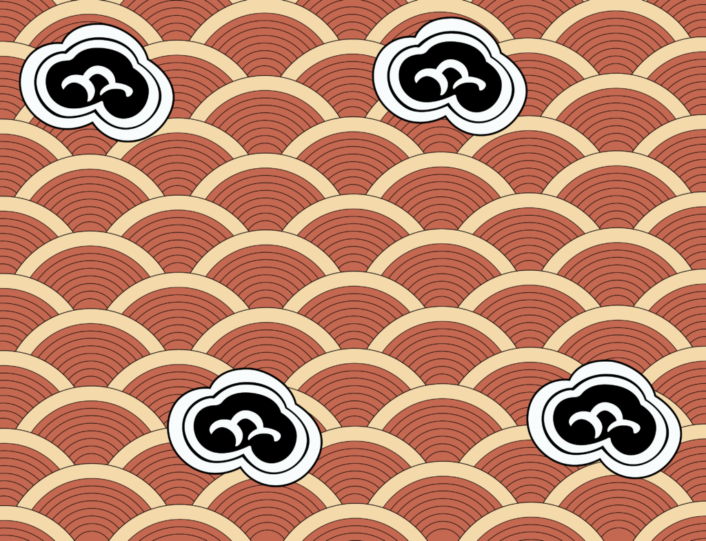 Black Ruyi Clouds on Russet Wave Patterns — Suitman Pattern 203