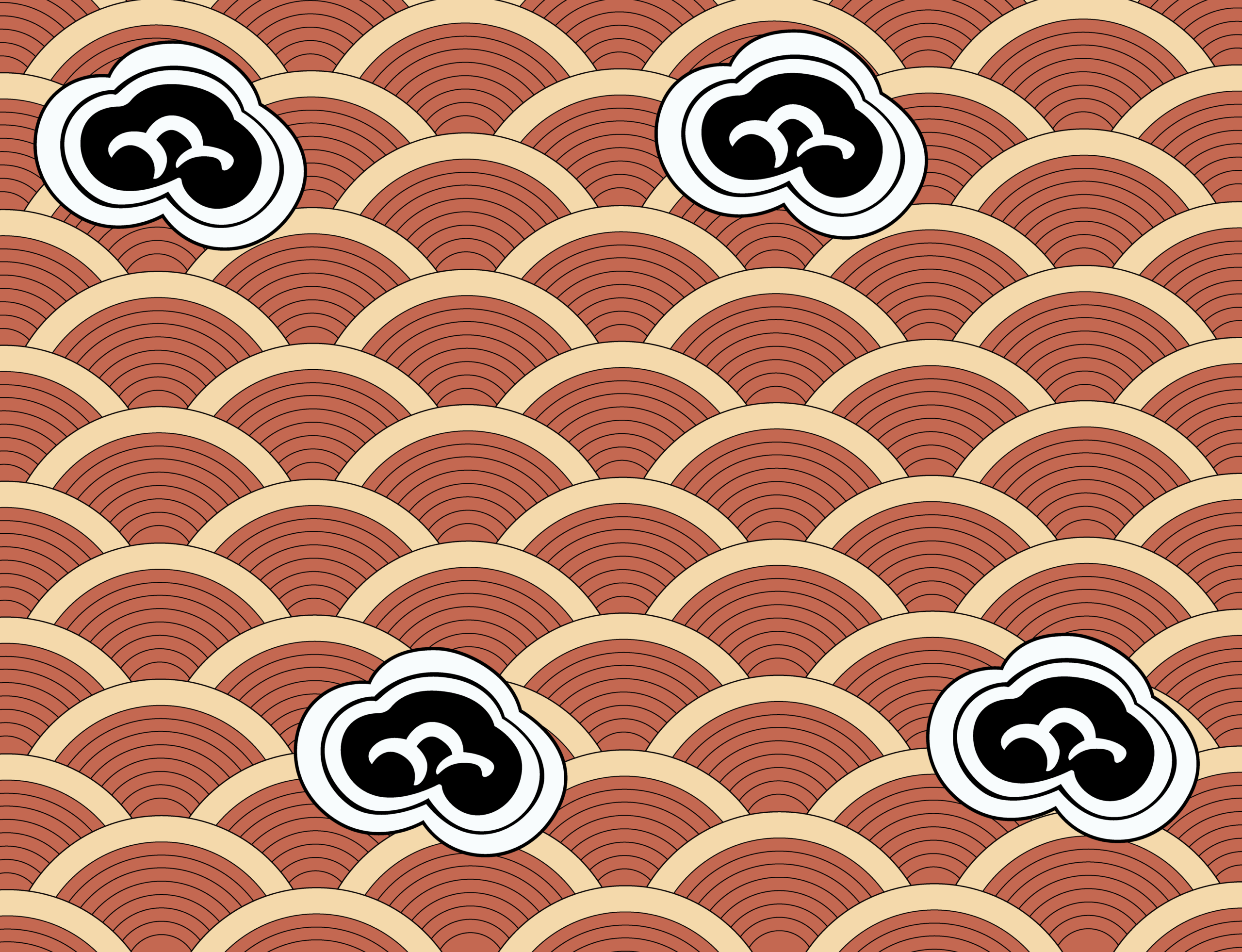 Black Ruyi Clouds on Russet Wave Patterns — Suitman Pattern 203